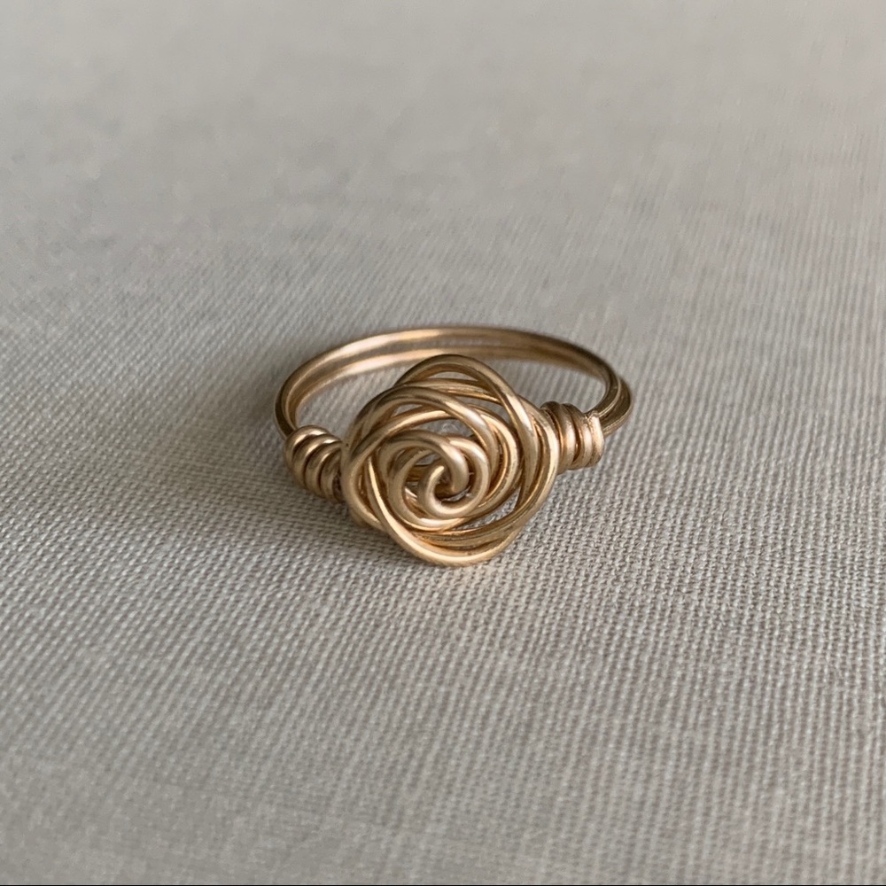 Handmade Wire Wrapped Gold Rose Ring